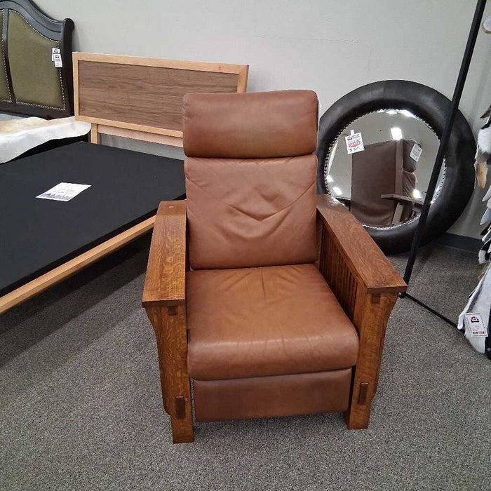 Brown Leather Mission Style Recliner