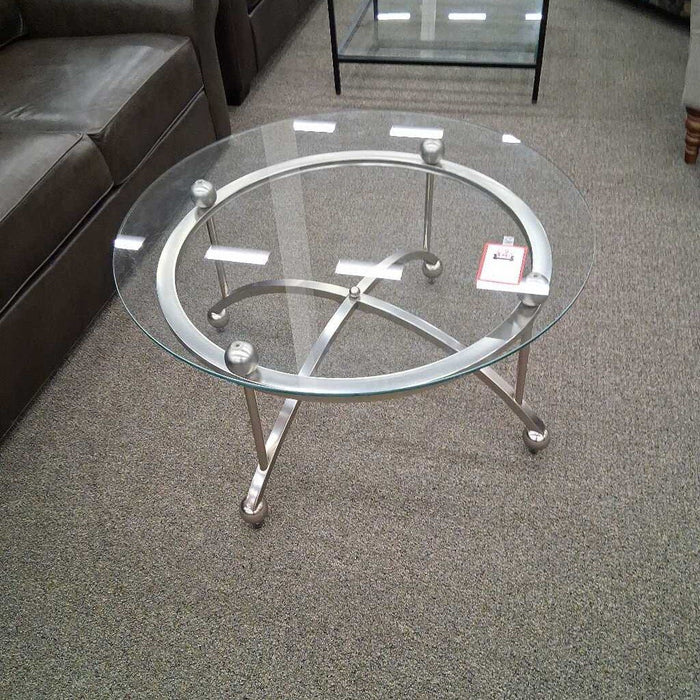 Round Silver & Glass Coffee Table