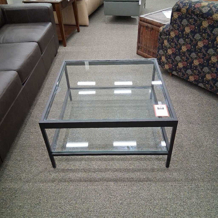 Black Metal & Glass Coffee Table