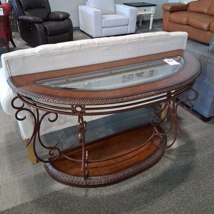 2-tier Wood & Glass Sofa Table