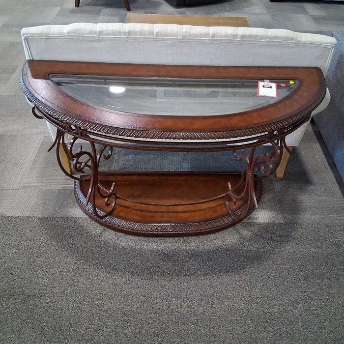 2-tier Wood & Glass Sofa Table