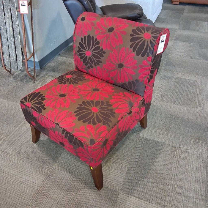 Red & Black Floral Accent Chair