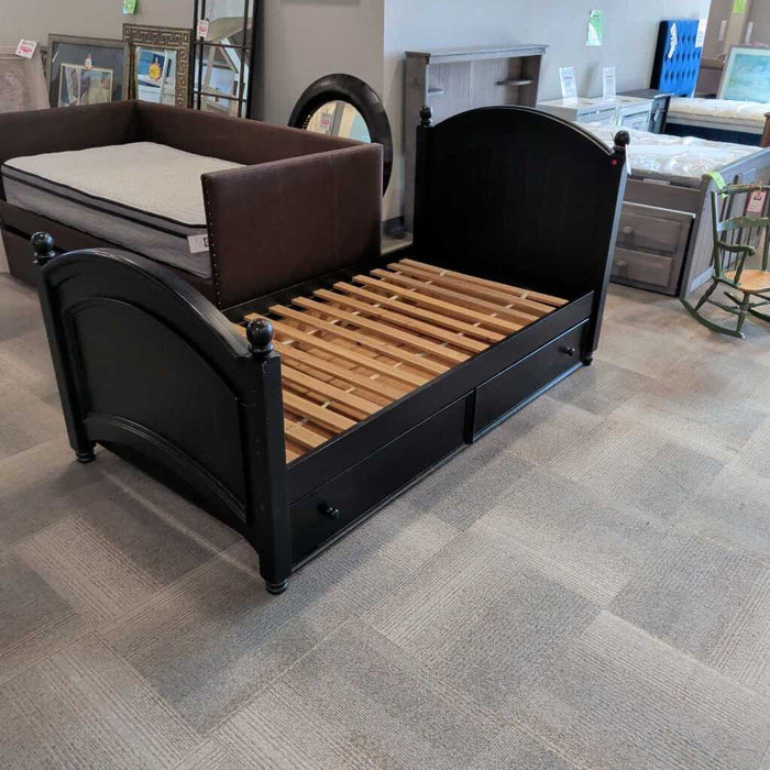 Black Twin Bed w/ Twin Trundle