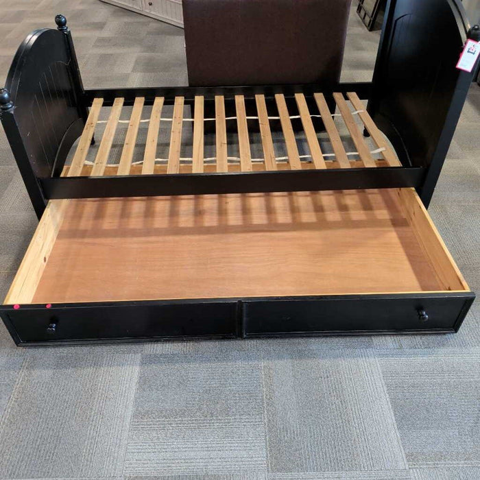 Black Twin Bed w/ Twin Trundle