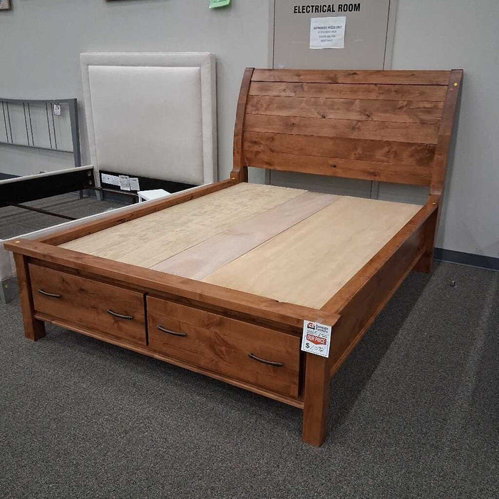 Light Wood Queen Captains Bed