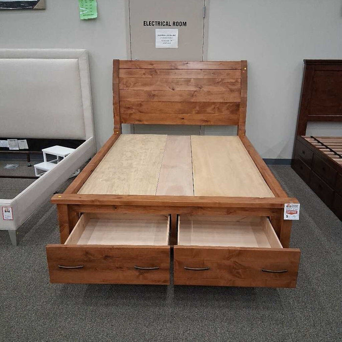 Light Wood Queen Captains Bed