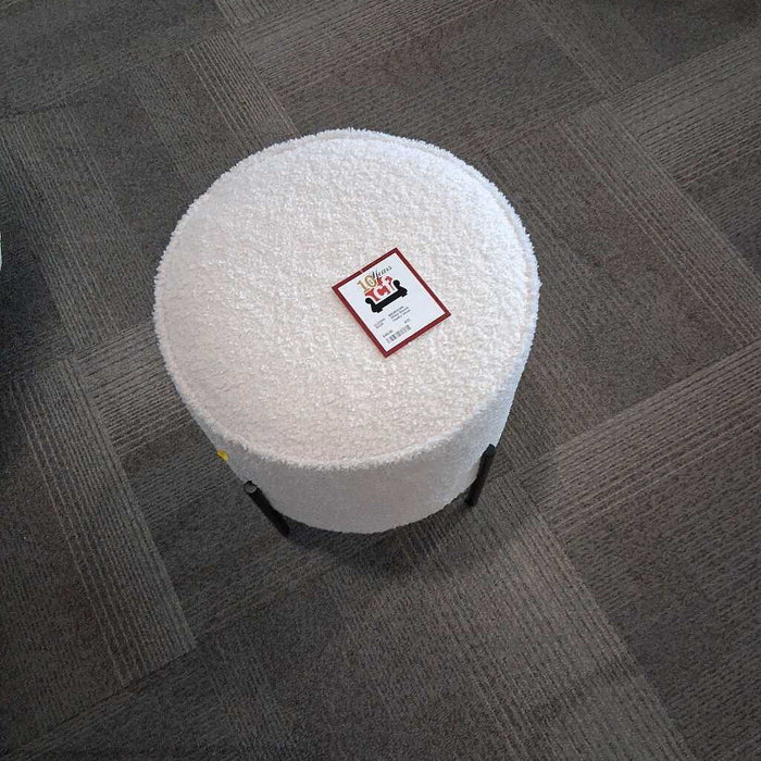 White Boucle Vanity Stool
