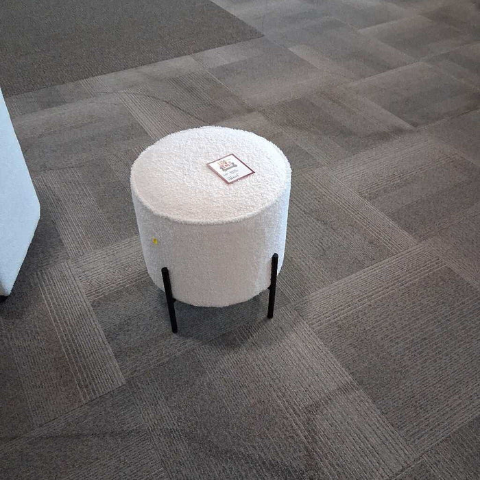 White Boucle Vanity Stool