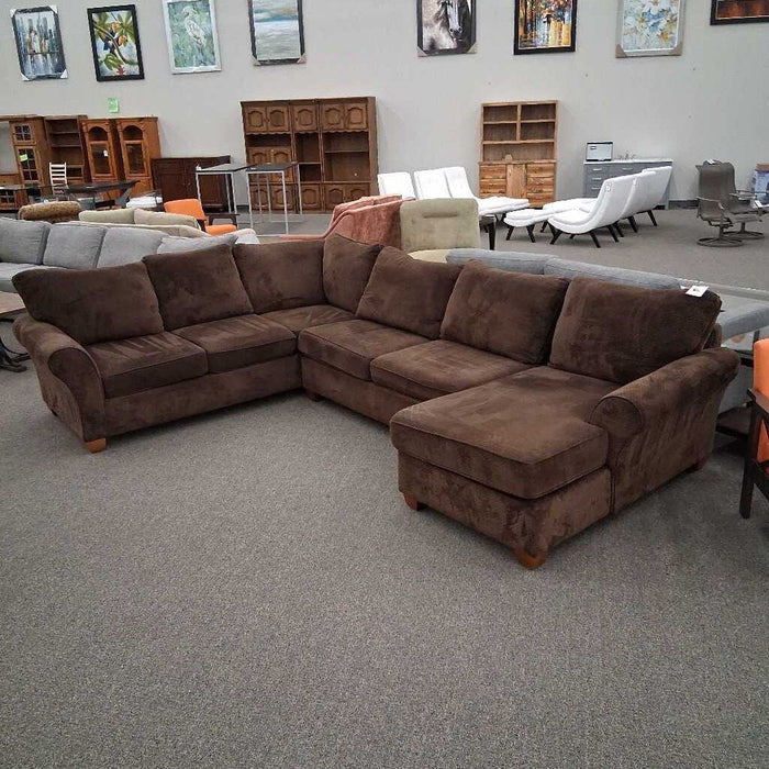 Brown Fabric 3pc. Sectional