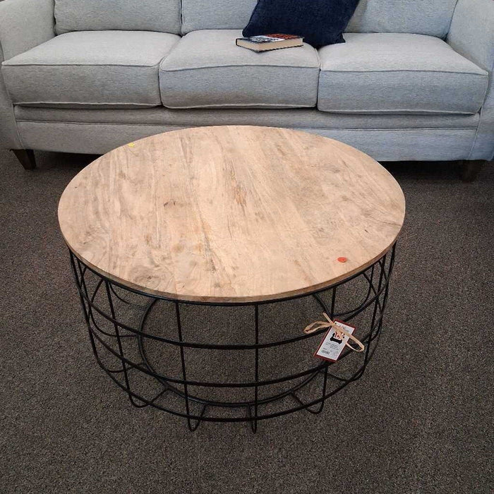 Round Wood & Metal Coffee Table