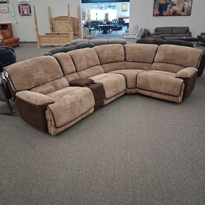 5pc. Brown/ Beige Rec Sectional