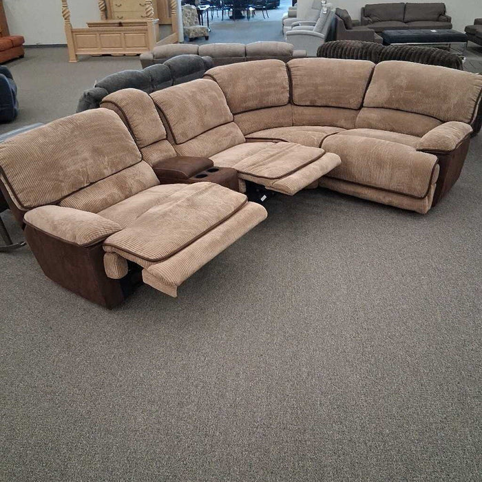 5pc. Brown/ Beige Rec Sectional