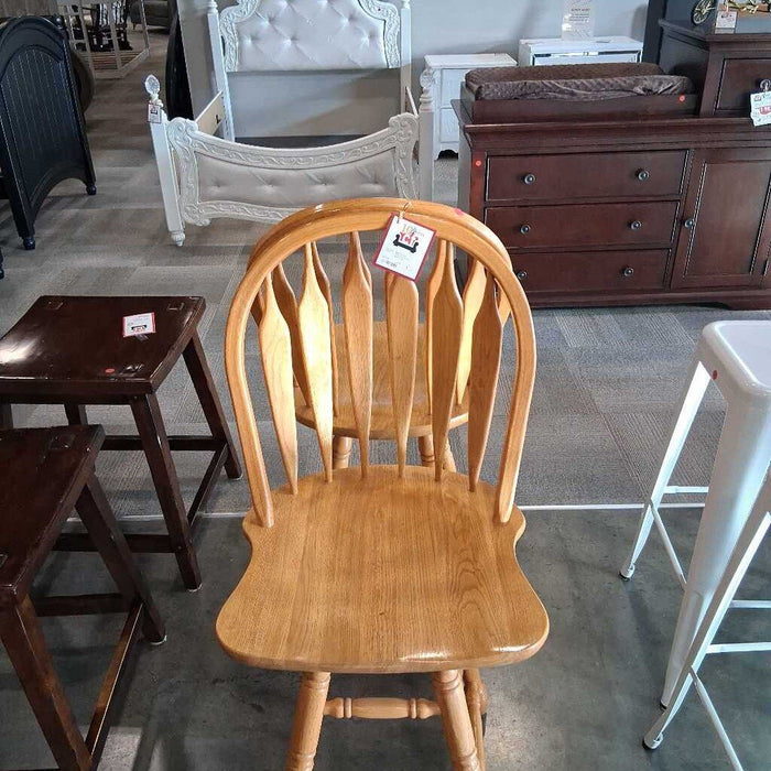 Pair Swivel Oak Barstools