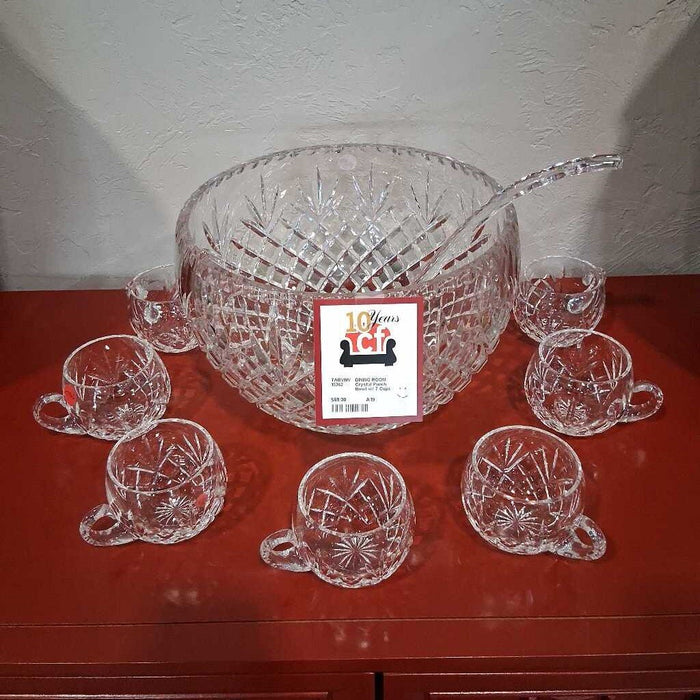 Crystal Punch Bowl w/ 7 Cups
