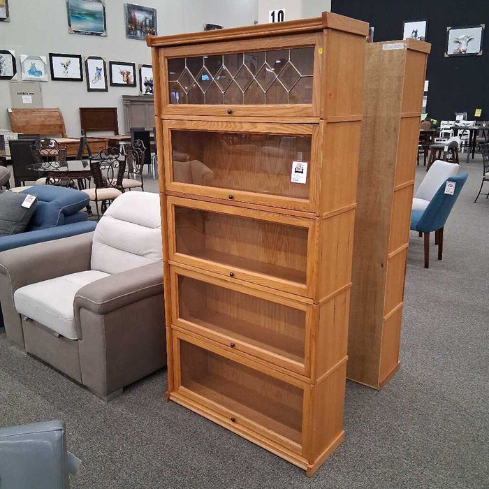 6ft Lawyers Library w/ Leaded Glass