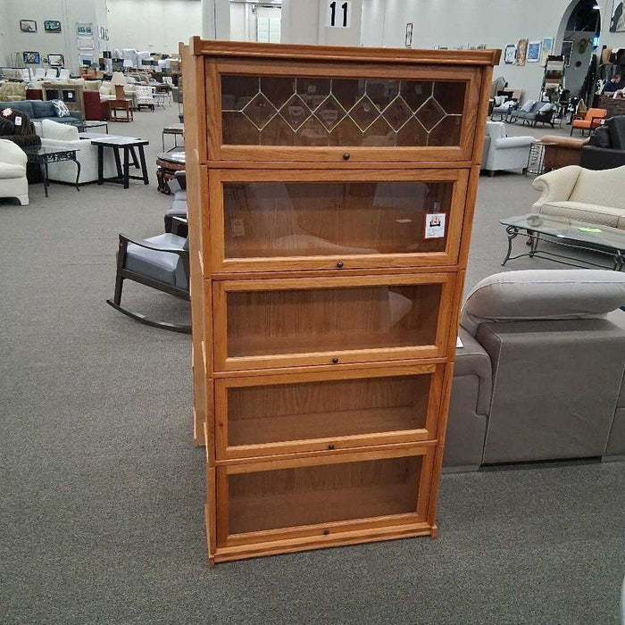 6ft Lawyers Library w/ Leaded Glass