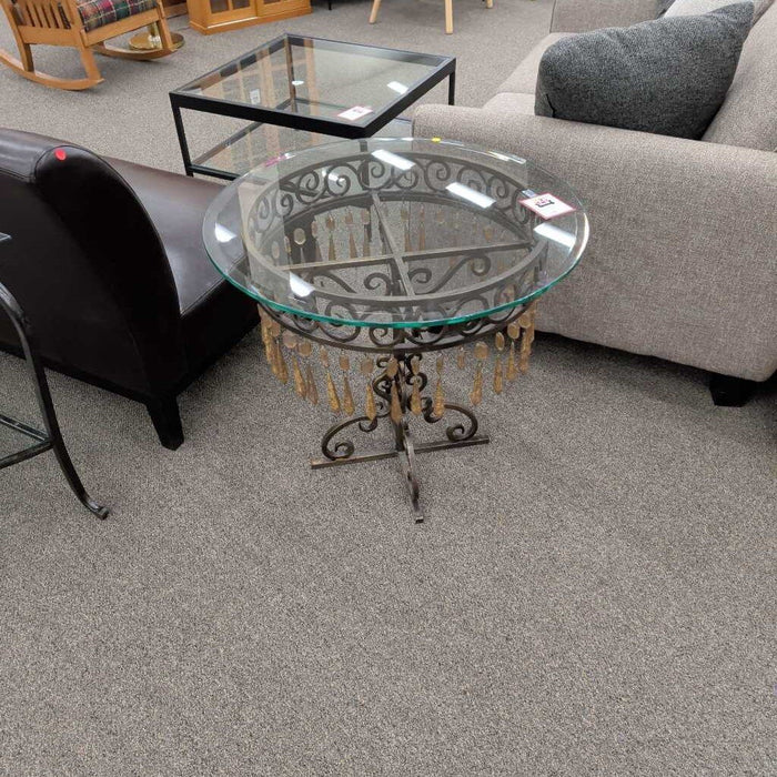 Vintage Glass Top Side Table