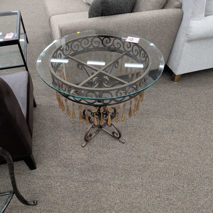 Vintage Glass Top Side Table