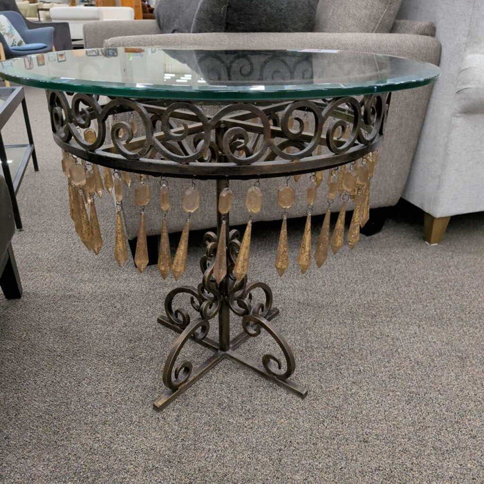 Vintage Glass Top Side Table