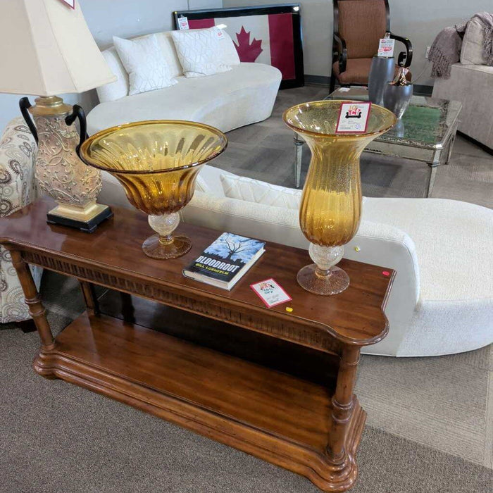 Pair of Amber Blown Glass Vases