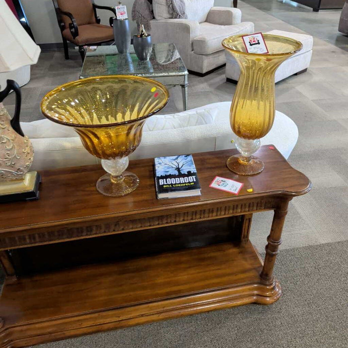 Pair of Amber Blown Glass Vases
