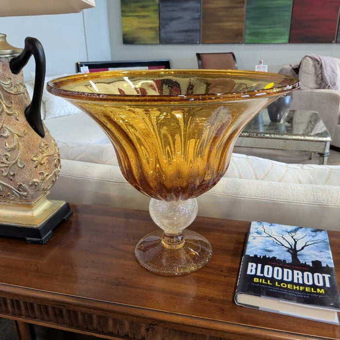 Pair of Amber Blown Glass Vases