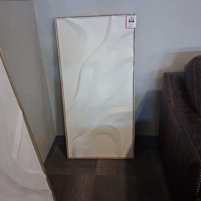 White Abstract w/ Natural Wood Frame