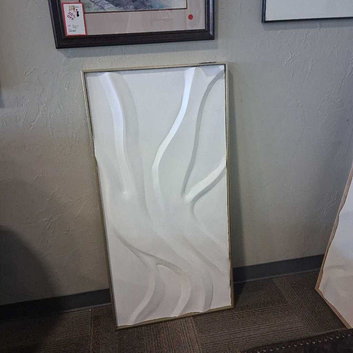 White Abstract w/ Gold Frame