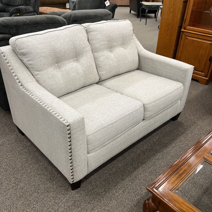 Grey Nailhead Loveseat