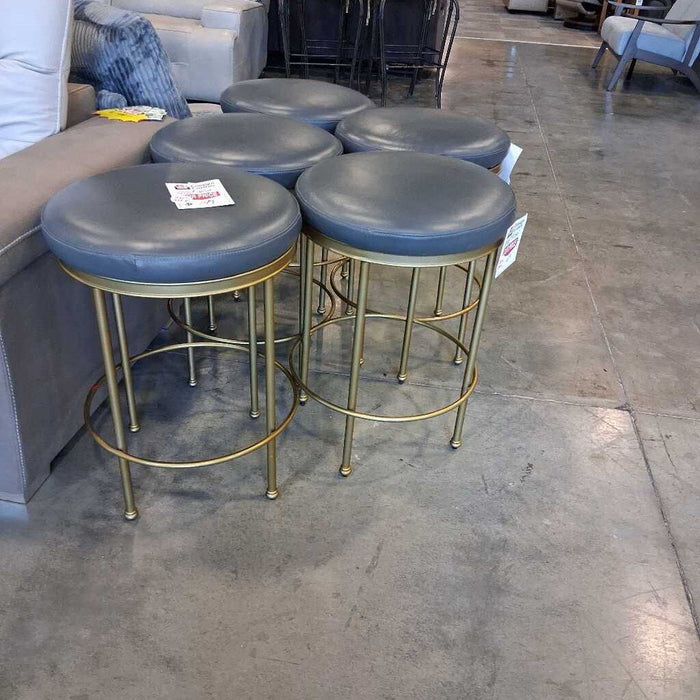 "Cornelia" Gold & Gray Leather Stool