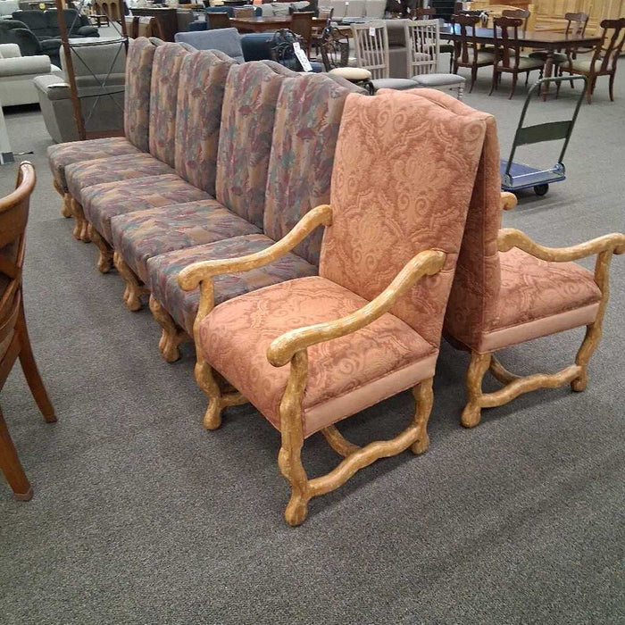 Set of 12 Floral Formal Dining Chairs
