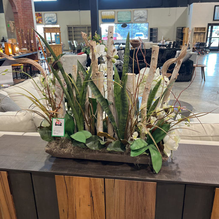 Birch Branch Accent in Long Wood Planter