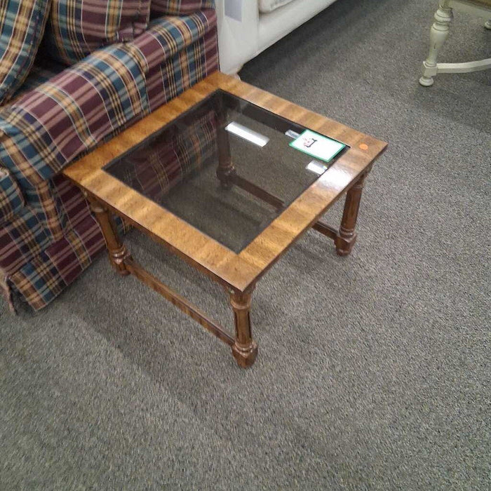 Vintage Glass Insert End Table