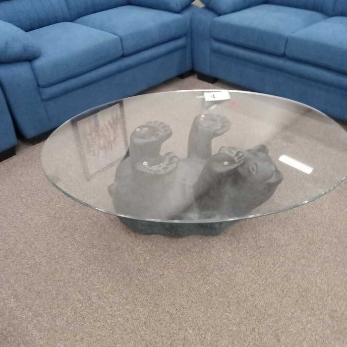 Bear Coffee Table w/ Glass Top