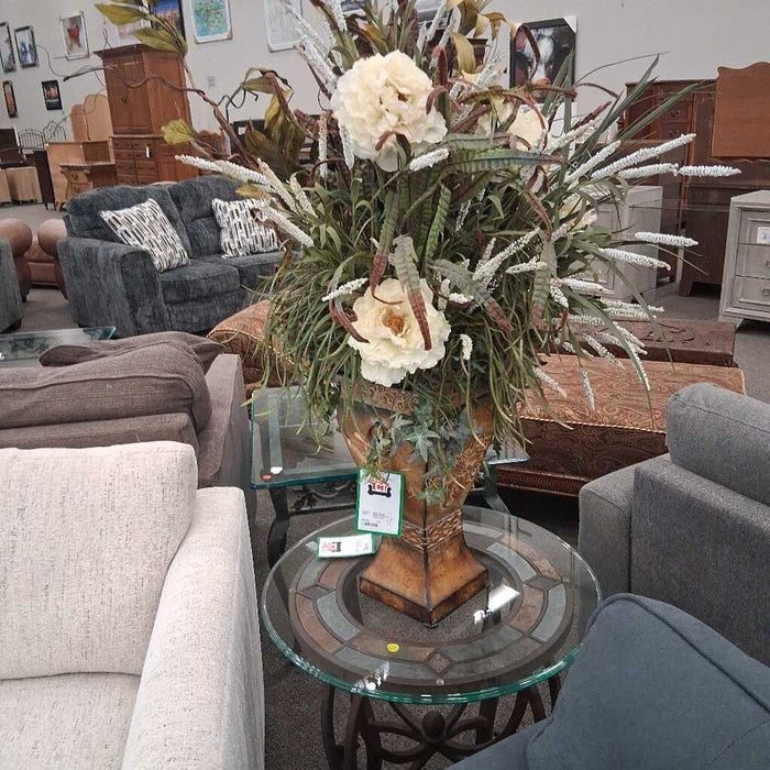 White Flowers in Yellow Vase