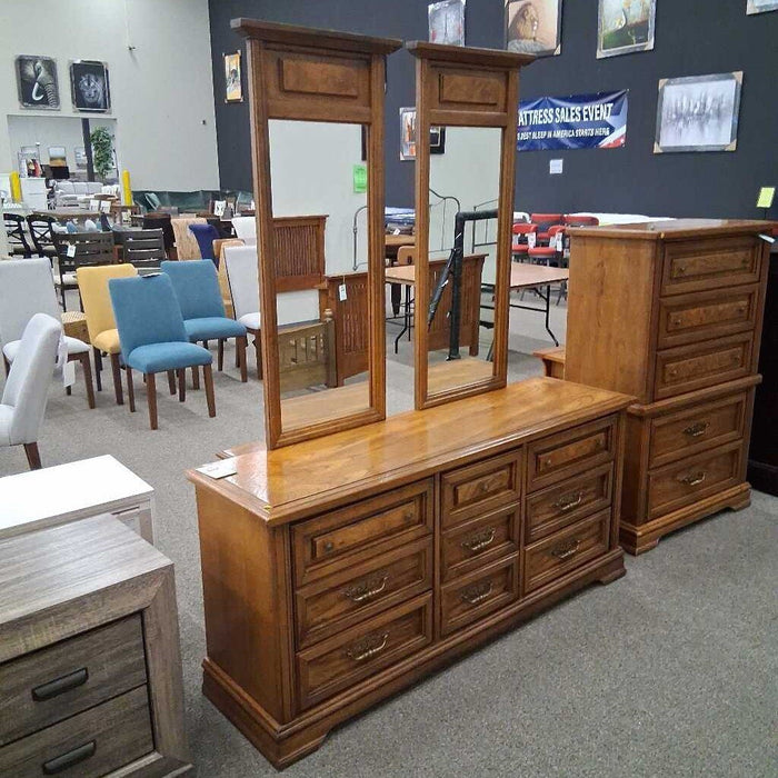 Vintage Oak Dresser w/ 2 Mirrors
