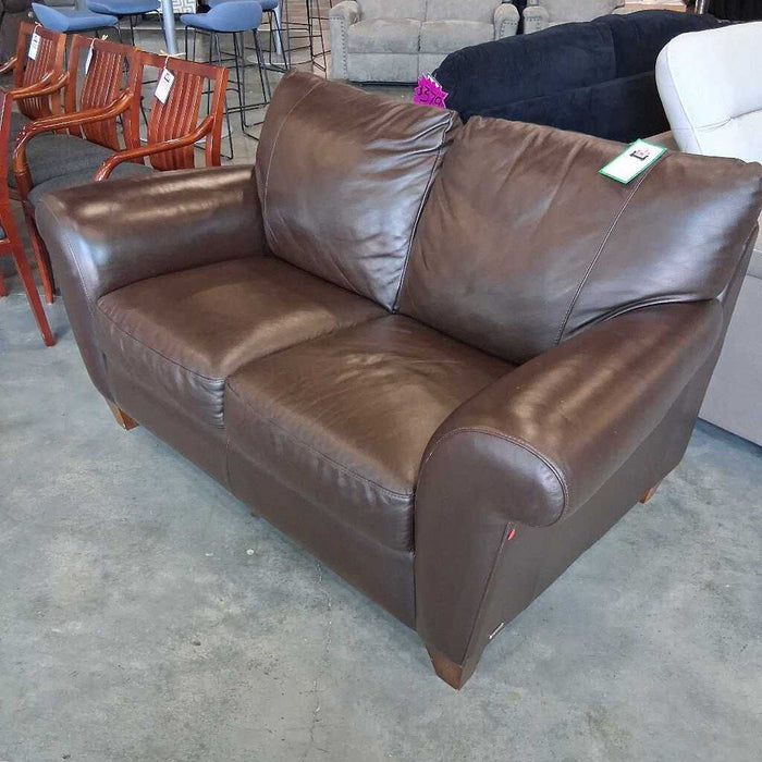 Brown Leather Loveseat