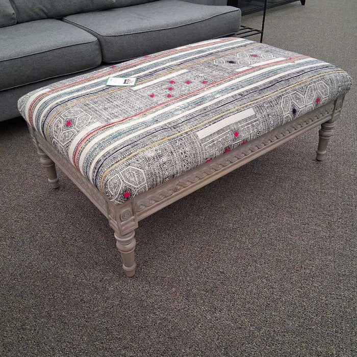 Colored Pattern Fabric Top Ottoman