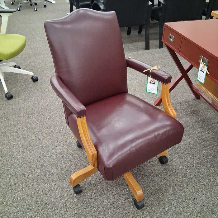 Ethan Allen Wine Leather Computer Chair