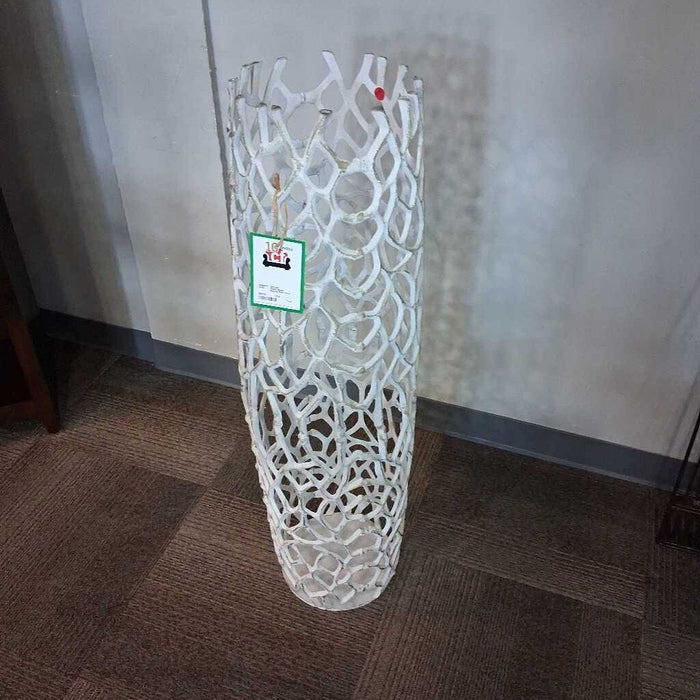 White Metal Branch Floor Vase