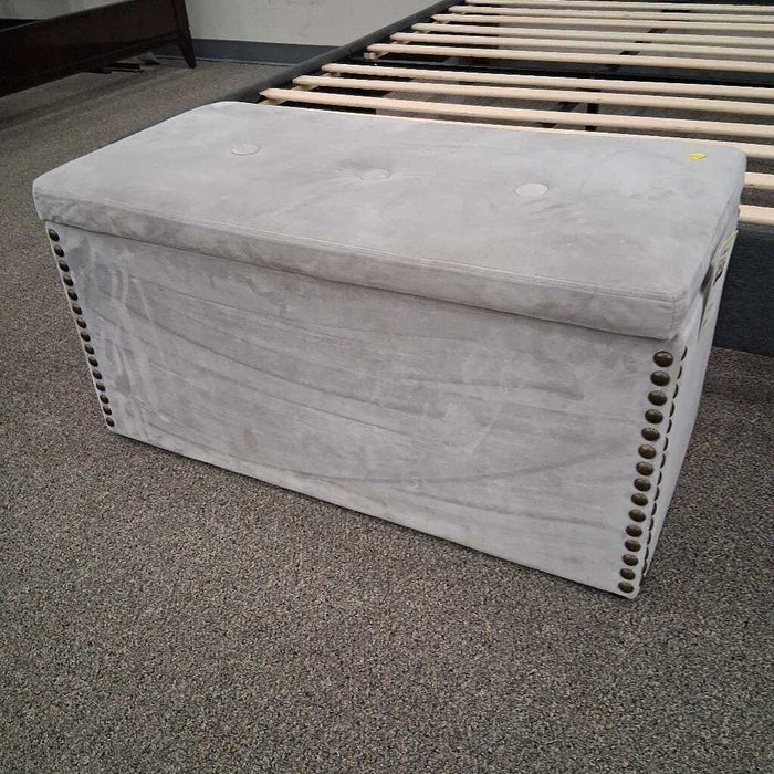 Gray Fabric Storage Bench