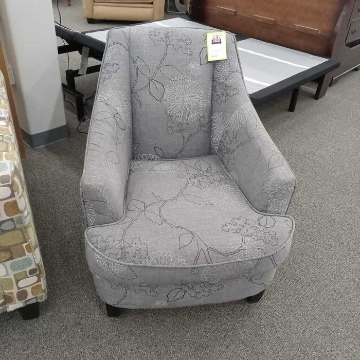 Gray Floral Accent Chair