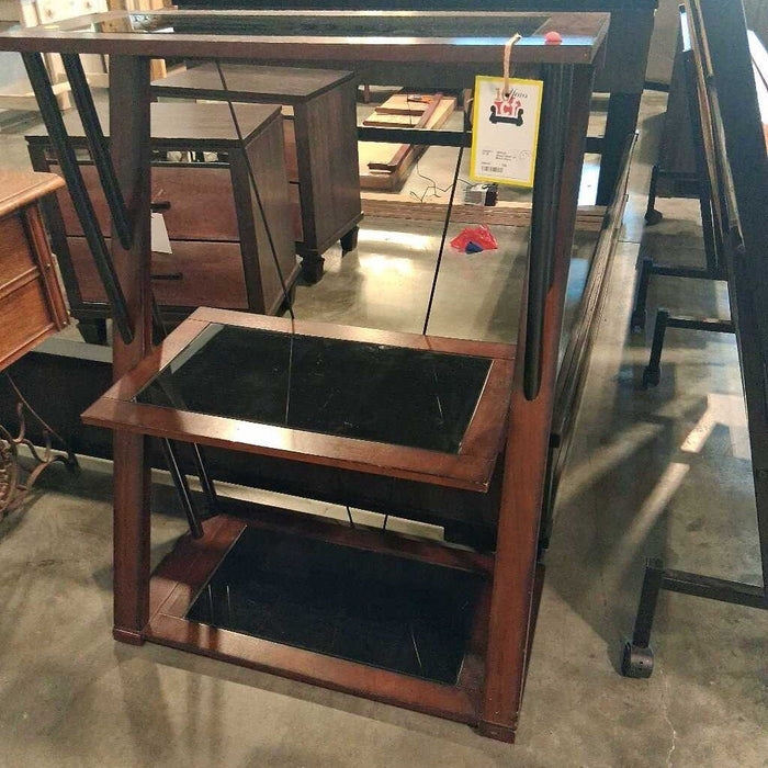 Wood Shelf w/ Black Glass