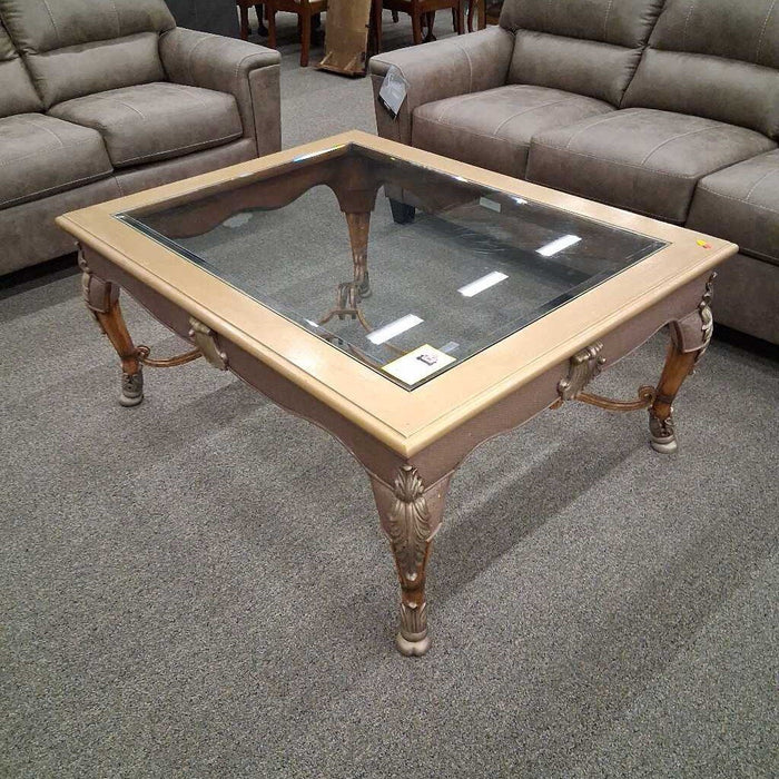Gold Coffee Table w/ Glass