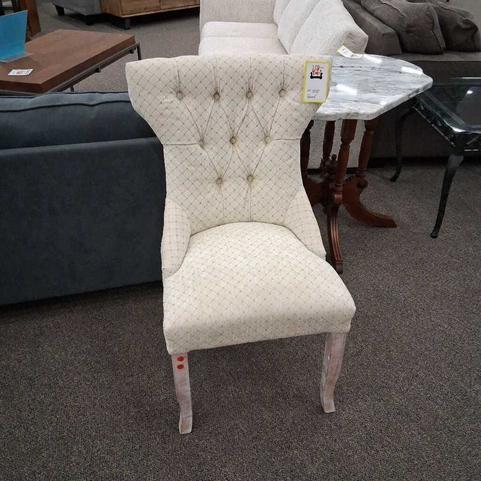Beige Tufted Fabric Chair