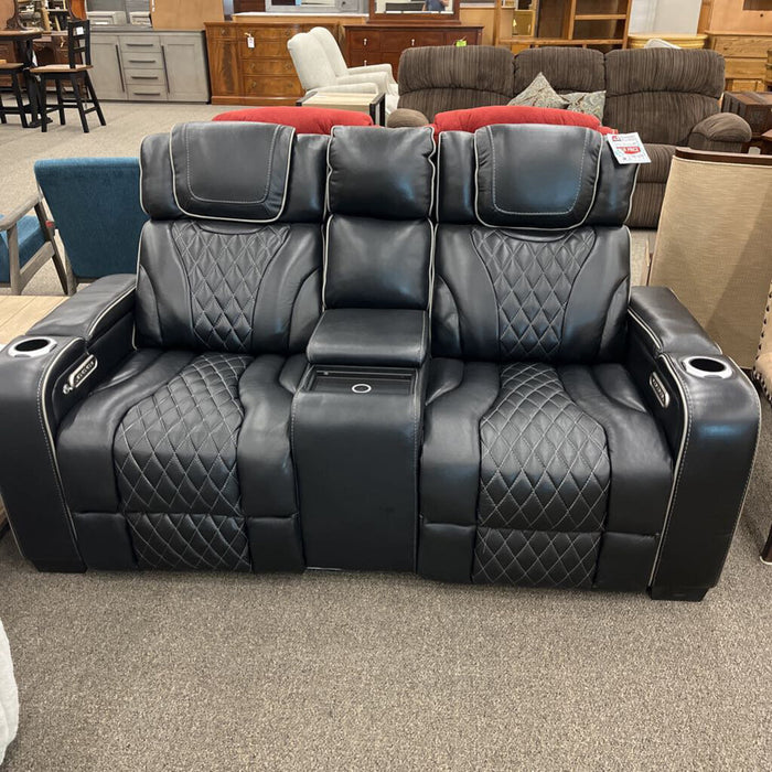 HOB 8449bk-2pwhm Black Lthr Loveseat