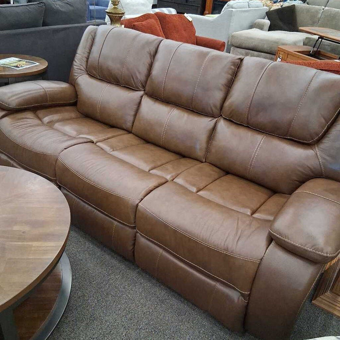 HOB 9639br-3 Brown Lthr Rec. Sofa