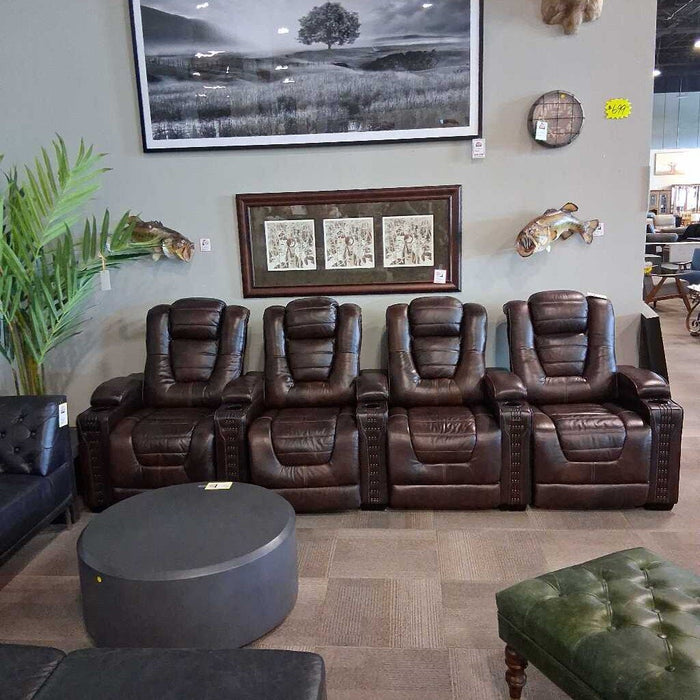 Theater 4 Seats Brown Leather