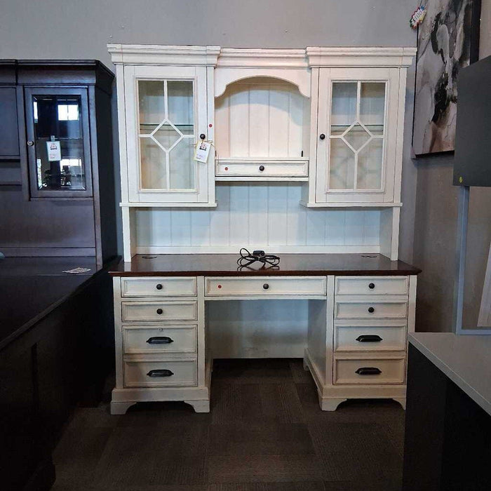 Wood/White Glass Desk