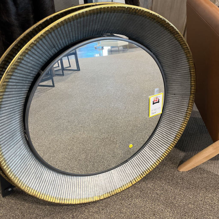 Round Tin Frame Mirror